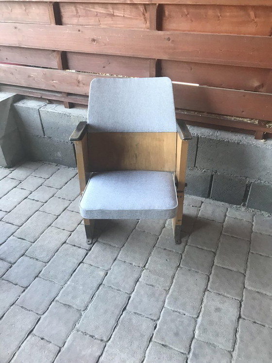 Mid-Century Hungarian 1-Seater Cinema Bench from Szék és Faárúgyár,, 1950s, Benches, Wood, Grey (photo 3 of 7)