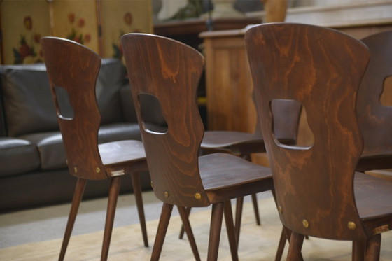 Set of 8 Baumann “Gentiane” model chairs by Henri Julien, 1960s – Dining chairs, Wood (photo 10 of 14)