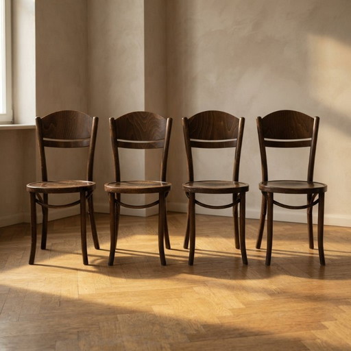 Set aus 4 TON Esszimmerstühlen aus Holz, 20. Jahrhundert, tschechoslowakisch, 90 × 46 cm