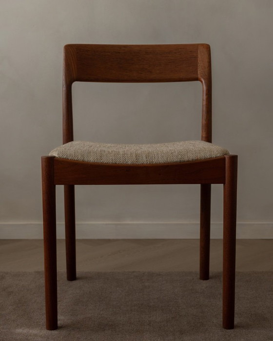 Image 1 of Vintage eetkamerstoelen van Johannes Nørgaard voor Nørgaard Møbelfabrik (set van 6) | Originele wollen bekleding | Jaren 60