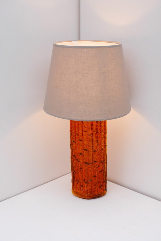 Grand Orange Glass Table Lamp by Gustav Leek for Orrefors, Sweden (photo 14 of 19)
