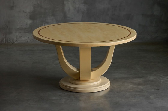 Image 1 of Faux-Marble Lacquered Table by Jean Claude Mahey, France, 1970s