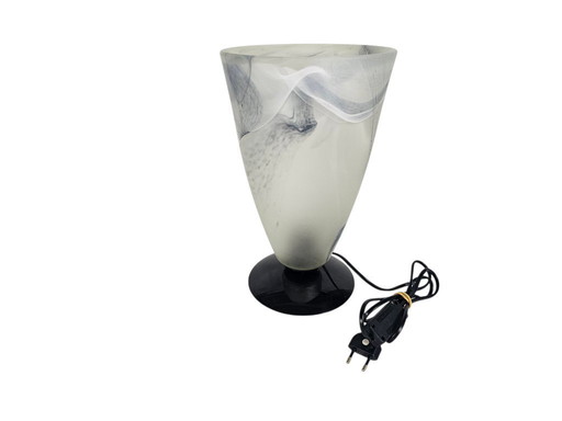 Licht '88 - Design néerlandais - Lampe de table - Lampe calice - Verre marbré - Années 80