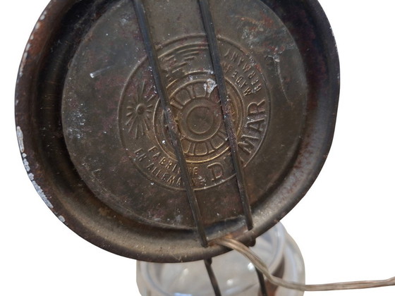 Image 1 of Pair of Vintage DITMAR Lamps – Antique Electrified Oil Lamps with Reflective Mirror