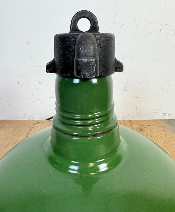 Image 1 of Industrial Green Enamel Factory Pendant Lamp, 1960s
