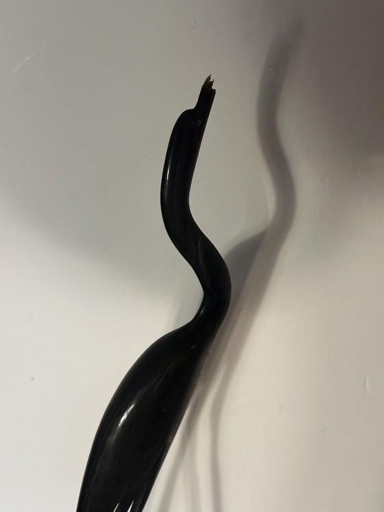 Image 1 of Grand Oiseau en Bois Noir Sculpté- Période Art-Deco H 43 cm