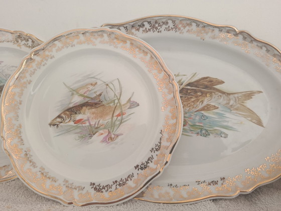 Superb Limoges Porcelain Fish Service, limoges France, Table accessories, Beige (photo 2 of 5)