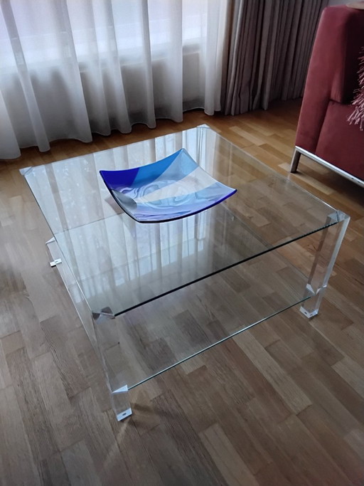 BOR design Salontafel van glas en plexiglas