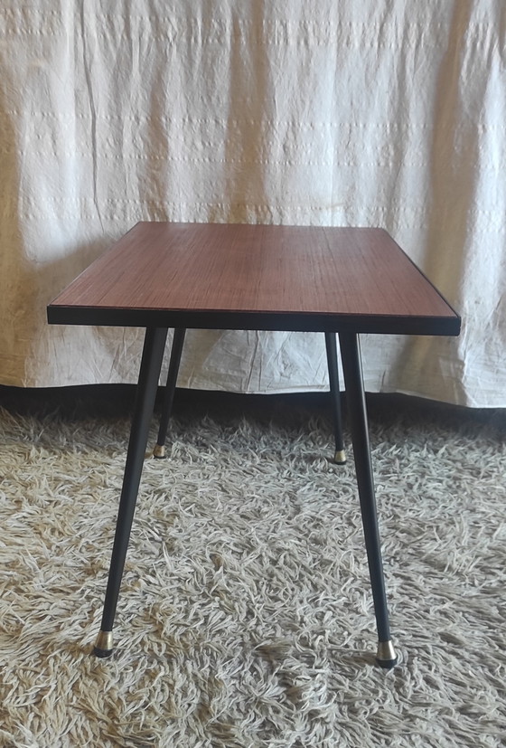 Image 1 of Modernistischer Couchtisch aus Metall und Holz – Mitte des 20. Jahrhunderts