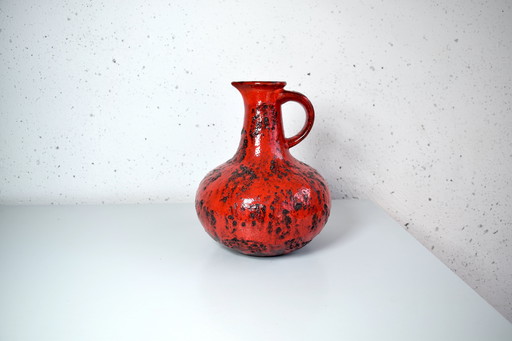 1960s Red Vintage Ceramic Vase West Germany