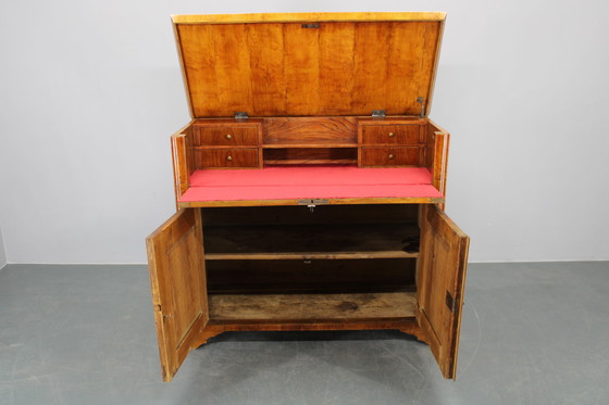 Image 1 of Mobile antico con zona scrittura, finitura noce, anni '30, Cecoslovacchia