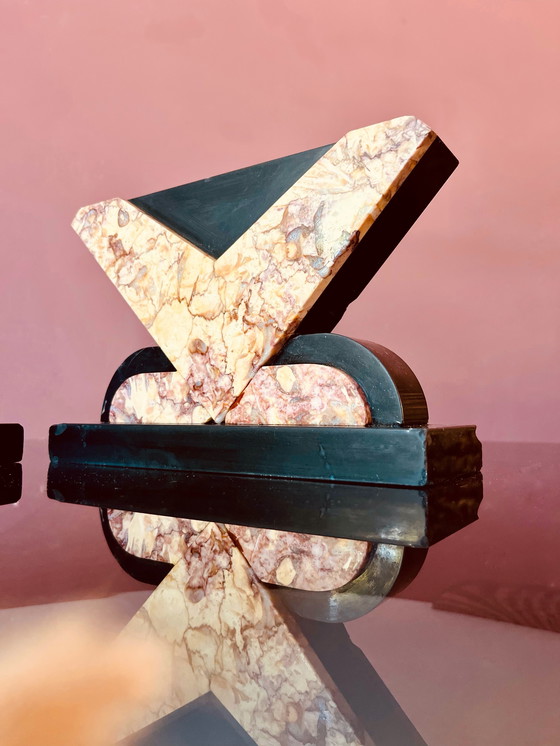 Image 1 of Set aus Art-Deco-Buchstützen aus Marmor