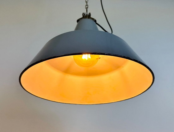 Image 1 of Industrial Grey Enamel Factory Pendant Lamp, 1960s