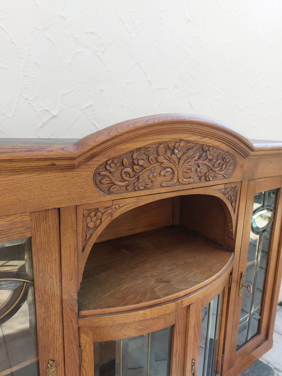 Image 1 of Vintage Eiken vitrinekast