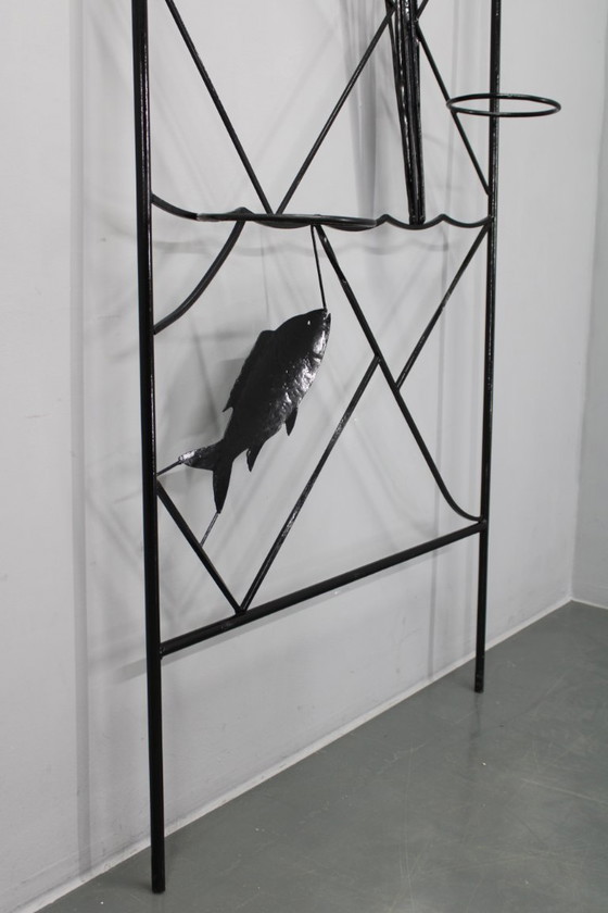 Image 1 of Jardinera divisoria de ambientes de metal negro de mediados de siglo, década de 1970