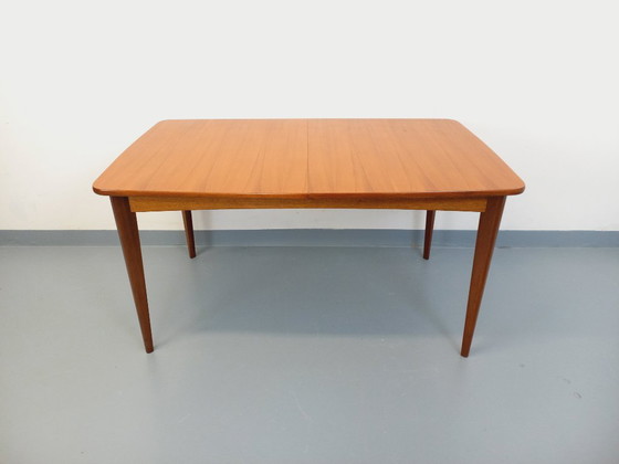Image 1 of Rectangular Scandinavian-style vintage dining table from the 1950s/60s in teak with extensions
