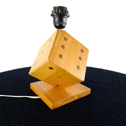 Vintage wooden dice lamp base from the 1970s