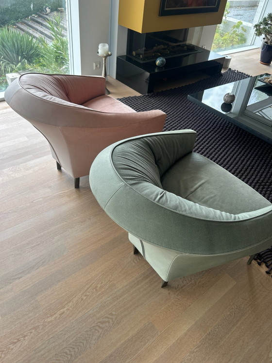 2x UNIQUE Montis Suite 90s design leather armchairs, Iron, Green (photo 3 of 10)