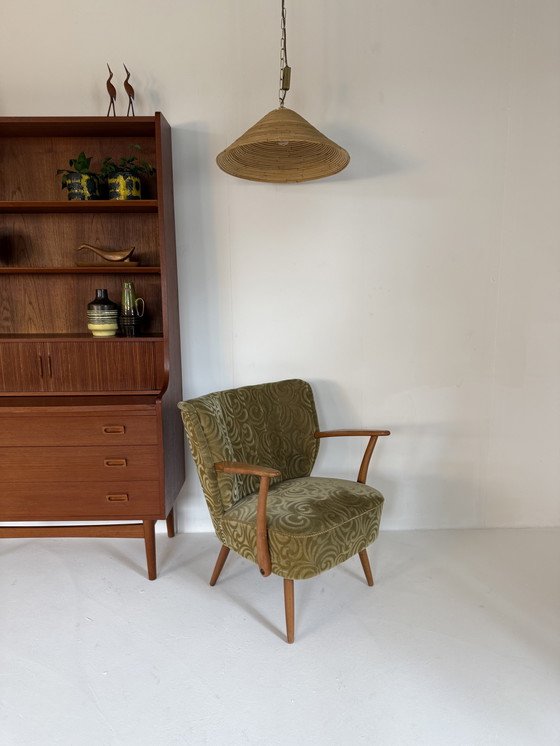 Image 1 of Lampada a sospensione vintage in rattan, stile Gabriella Crespi anni '70