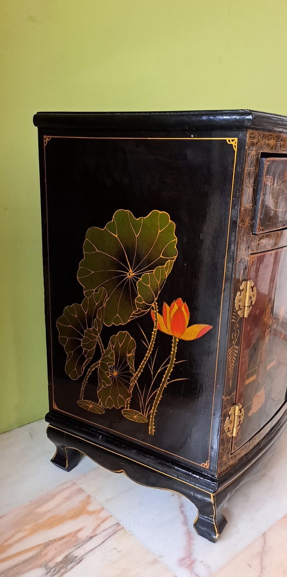 Tavolino orientale antico., Comodini, Legno, Ottone, Nero (foto 4 di 8)
