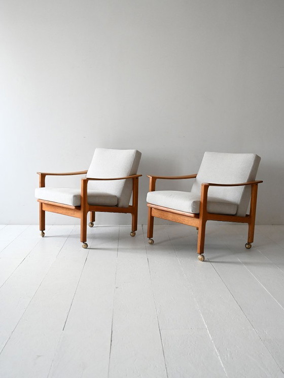 Image 1 of Paar vintage Scandinavische fauteuils van Ferd. Lundquist Gothenburg
