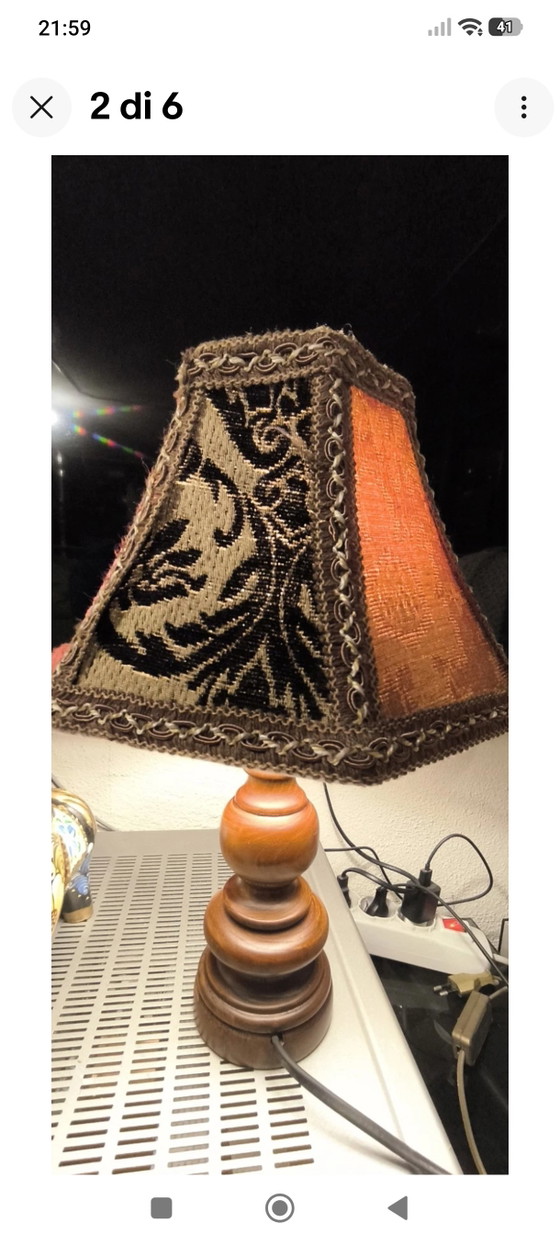 Ethnic Lamp With Handcrafted Lampshade Made of Fine Fabrics – Table lamps, Textile, Velvet (photo 2 of 6)