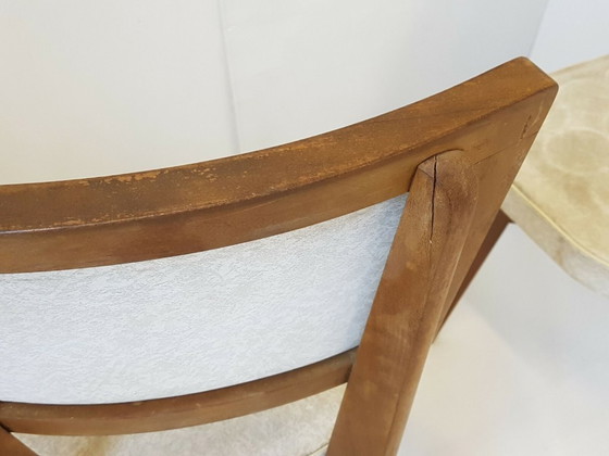 Image 1 of SUITE DE 3 CHAISES VINTAGE BOIS & SKAI 1950 VINTAGE 50S 50'S ANNEES 50