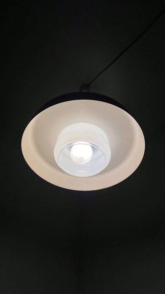 Image 1 of Lampada a sospensione vintage Doria Bauhaus design blu retrò