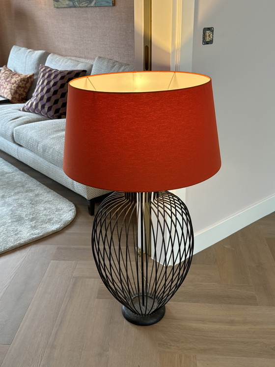 Image 1 of Schemerlamp Met Hermes Oranje Kap