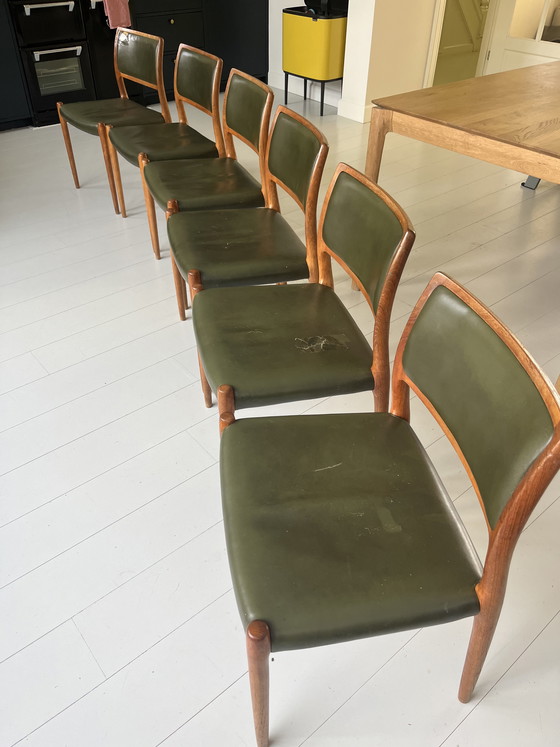 Image 1 of 6 Vintage Niels Otto Moller model 80 chairs for J.L. Møllers