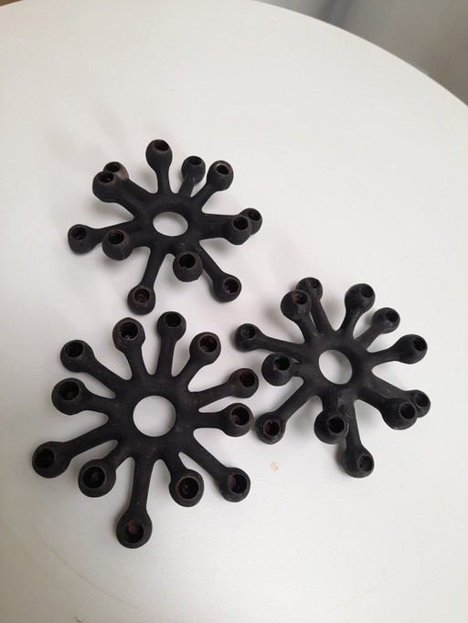 3 Spider candleholders by Jens Quistgaard, dansk