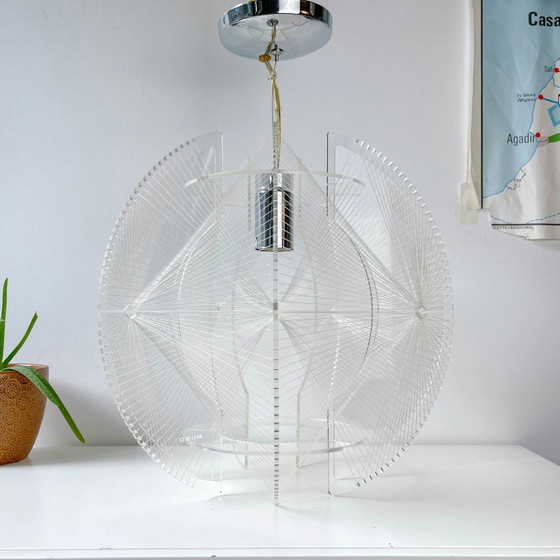 Lampada a Sospensione Geometrica in Acrilico e Nylon - Lampadario di Design – Illuminazione, Retro (photo 2 of 12)