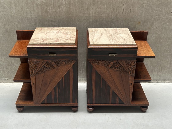 Image 1 of Set aus 2 Nachttischen im Art-Deco-/Jugendstil