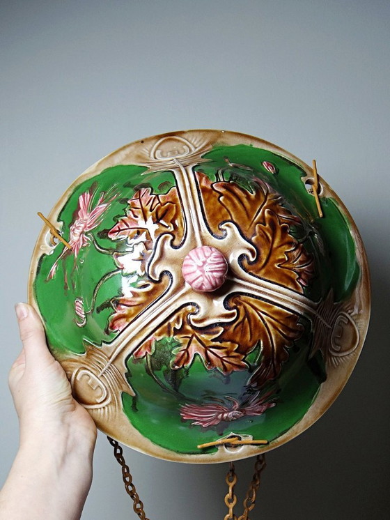 Image 1 of Antica fioriera sospesa in mabotina Art Nouveau del XIX-XX secolo