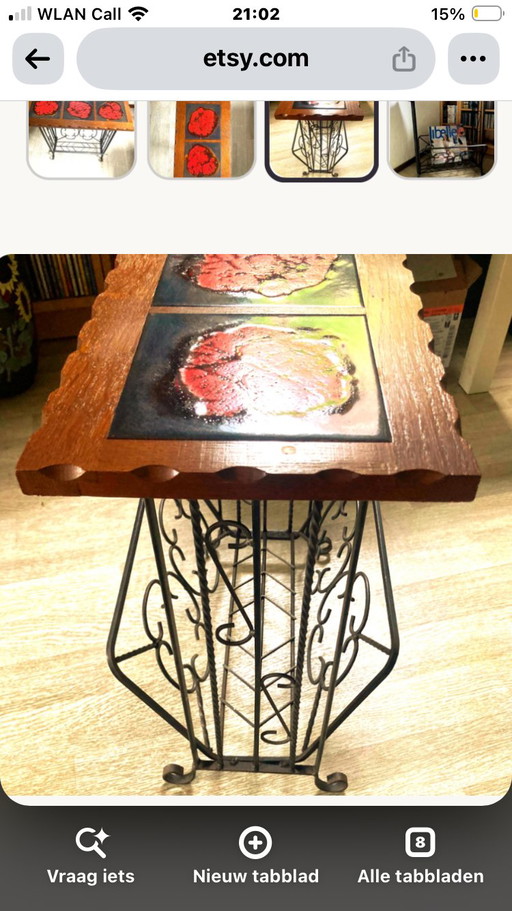 Portariviste Brutalista | Piastrelle Fat Lava | Mid Century Modern – bijzettafels, Cast Iron, Wood (photo 2 of 5)