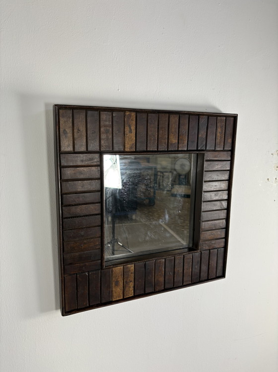 Image 1 of Vintage solid wood square mirror