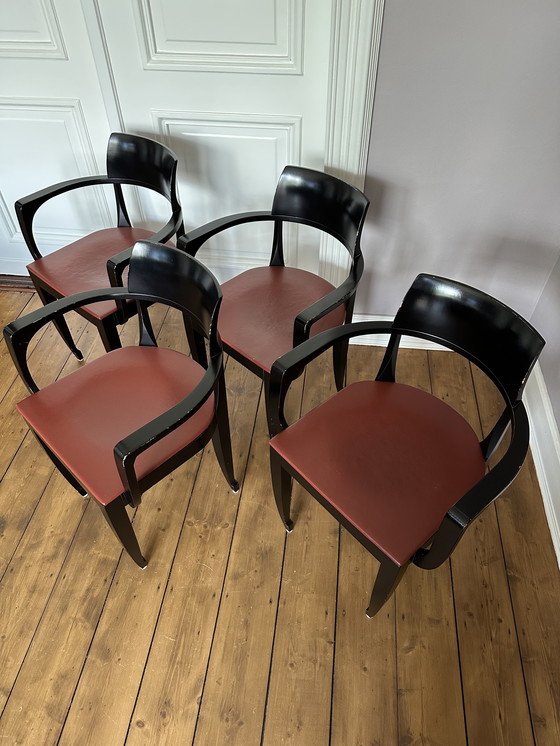 Image 1 of Giorgetti eetkamerset Tafel 50732 radica & Stoelen Ballerina Rosso Bulgare