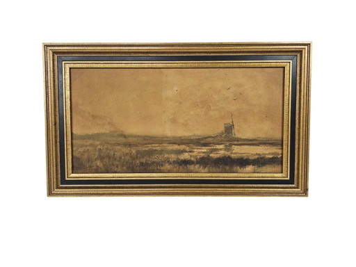 Theodorus J. Arts (Dorus Arts) - 'Sumpfland' - Öl auf Karton - signiert - 1932