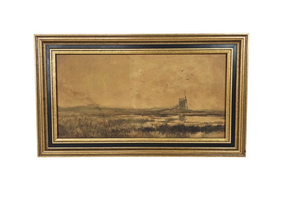 Image 1 of Theodorus J. Arts (Dorus Arts) - 'Sumpfland' - Öl auf Karton - signiert - 1932