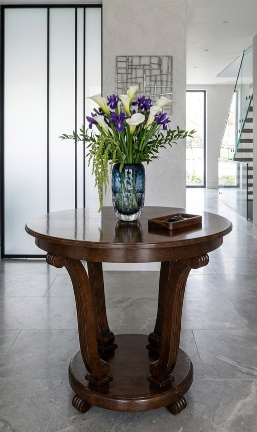 Runder Säulentisch der Amsterdamer Schule, Guéridon, Art déco, 80 cm hoch. Teetisch, Weintisch, Präsentationstisch