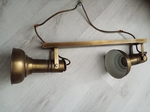 Lindby look 2 spots messing metaal plafond lamp, verstelbaar, authentiek en oud