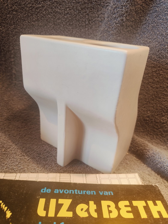 Image 1 of Vase blanc artistique « Le Pic » d'Enzo Bioli, Il Picchio