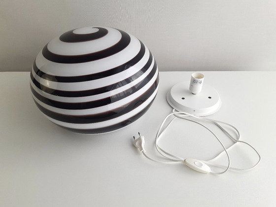 Image 1 of Large ILU di Vetro glass table lamp / floor lamp, model Zebra black and white glass, Italian glass Dutch design