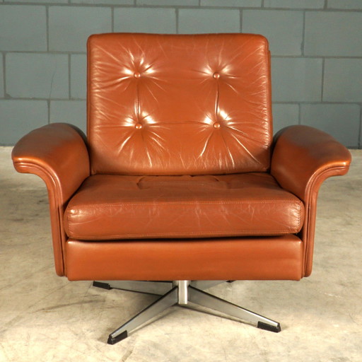 Fauteuil pivotant vintage en cuir - 1970