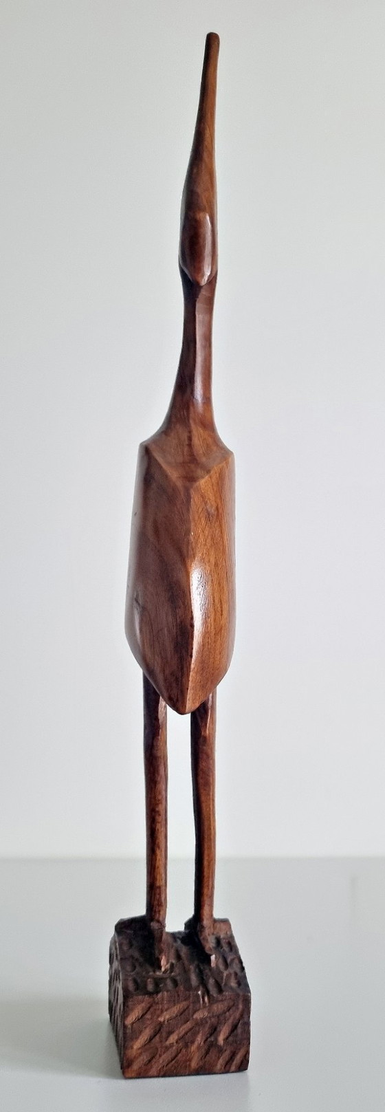 Image 1 of Scultura vintage di airone in teak, metà del XX secolo, 45 cm