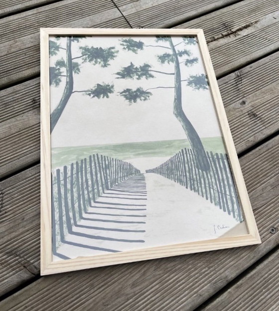 Image 1 of Inchiostro verde oliva su carta naturale da 250 g. Dimensioni 40x30 cm.