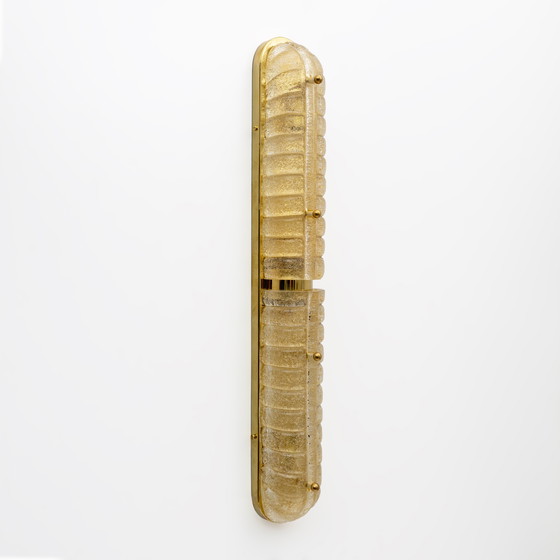 Image 1 of Coppia di applique in vetro di Murano dorato e ottone in stile Art Déco