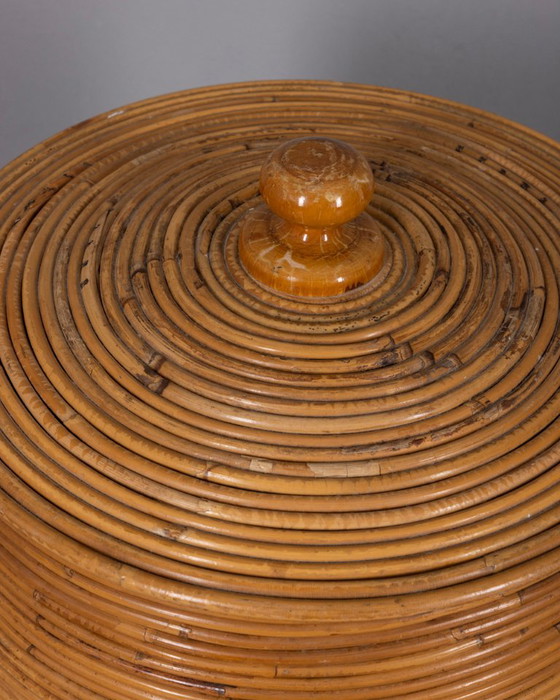 Vintage 1960s Italian Design Bamboo Storage Basket – Decorative Objects (photo 3 of 9)