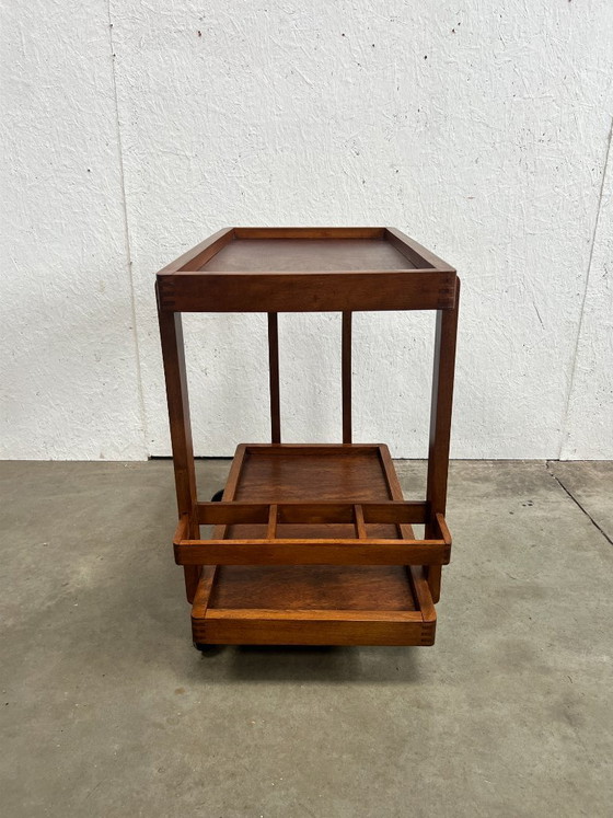 Vintage Wooden Trolley / Bar Cart, Amsterdam School (photo 11 of 21)