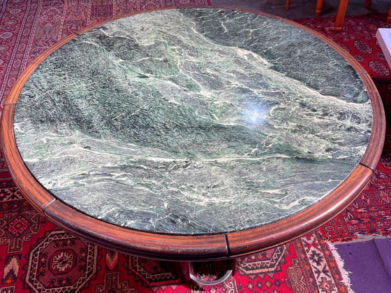 Image 1 of Table vintage en marbre vert de mer et palissandre années 1970